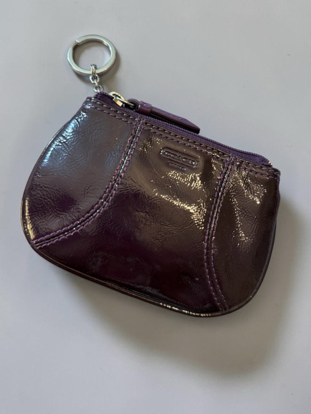 Vintage Coach Eggplant/Deep Purple Patent Leather Mini Coin Purse/Keychain